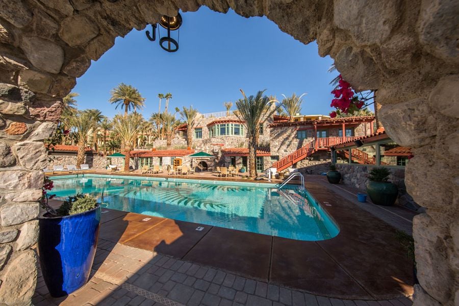 View of Pool Through an Arch